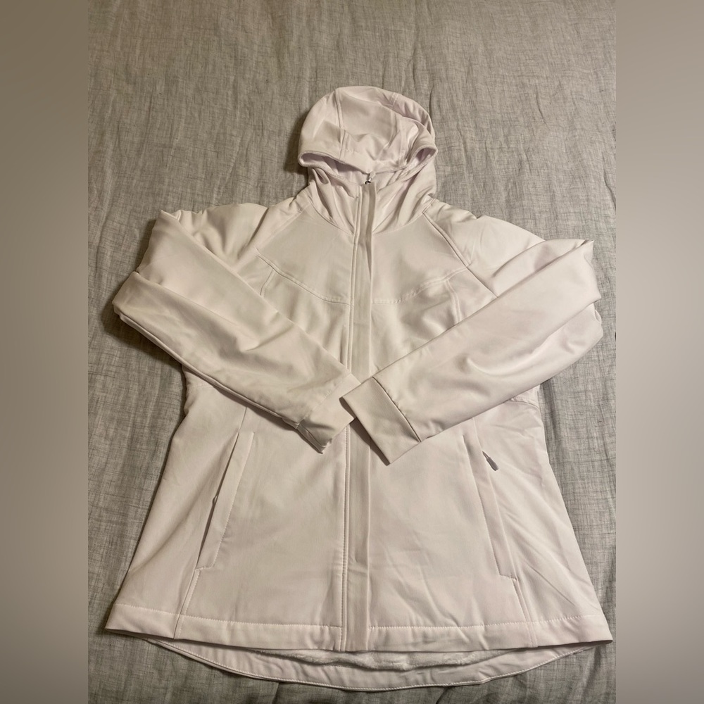 Kirkland brand white soft lined coat, size large.